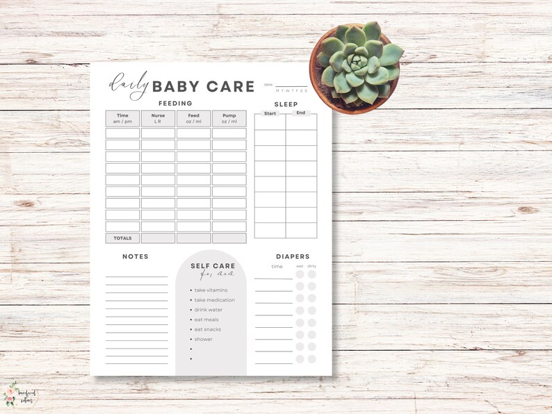 Daily Baby Tracker Printable | Taupe Editable Baby Log Book Newborn Log ...