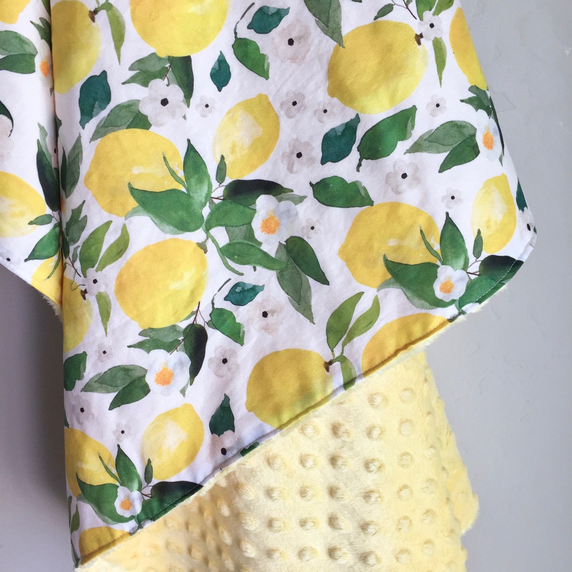 Baby Blanket 40x34 Lemons Cotton Minky | Etsy