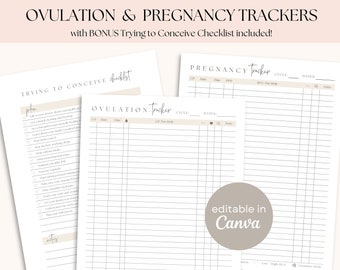 Ovulation Tracker Pregnancy Tracker | Printable Editable Trying to Conceive Checklist TTC Planner OPK Test Strips Tracking Fertility Journal