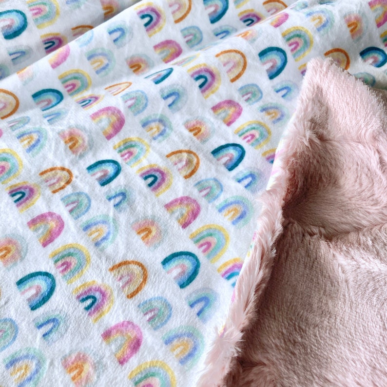 FAST SHIP Baby Blanket 34x40 Rainbows Doubled Etsy