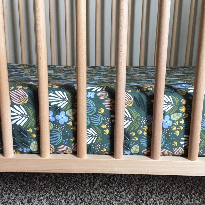 Green Wildflowers Baby Bedding Crib Sheet Changing Pad Cover Etsy