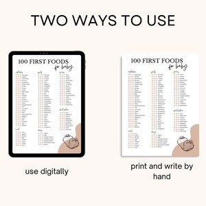 Baby's First Foods Printable Template 100 First Foods Chart Baby Led ...
