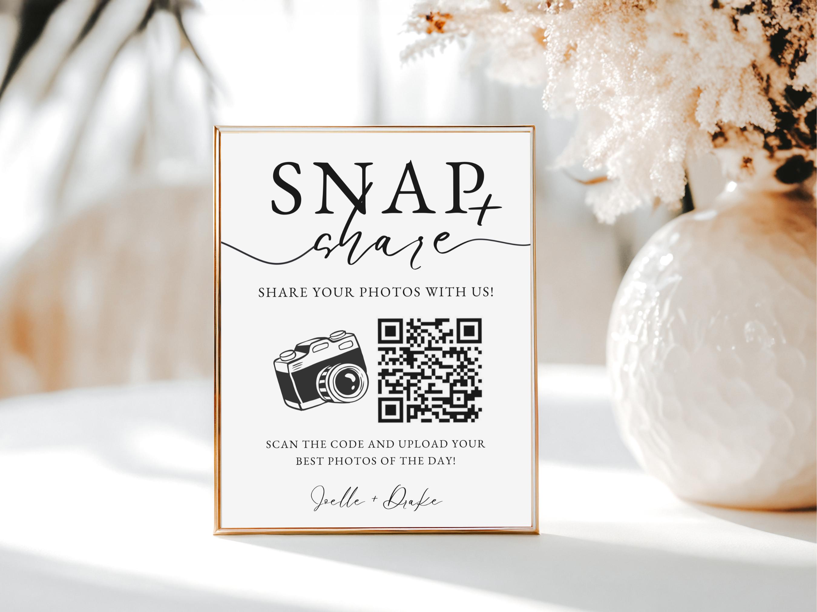 Snap and Share Editable Printable Sign With QR Code | DIY Wedding ...