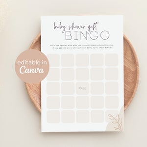 Baby Shower Bingo Spiel bearbeitbare druckbare Vorlagenkarten | Blank Duschgeschenk Fill In Yourself Boho Minimalistisch Neutral Modern Sprinkle B42