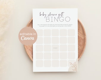 Baby Shower Bingo Game Editable Printable Template Cards | Blank Shower Gift Fill In Yourself Boho Minimalistic Neutral Modern Sprinkle B42