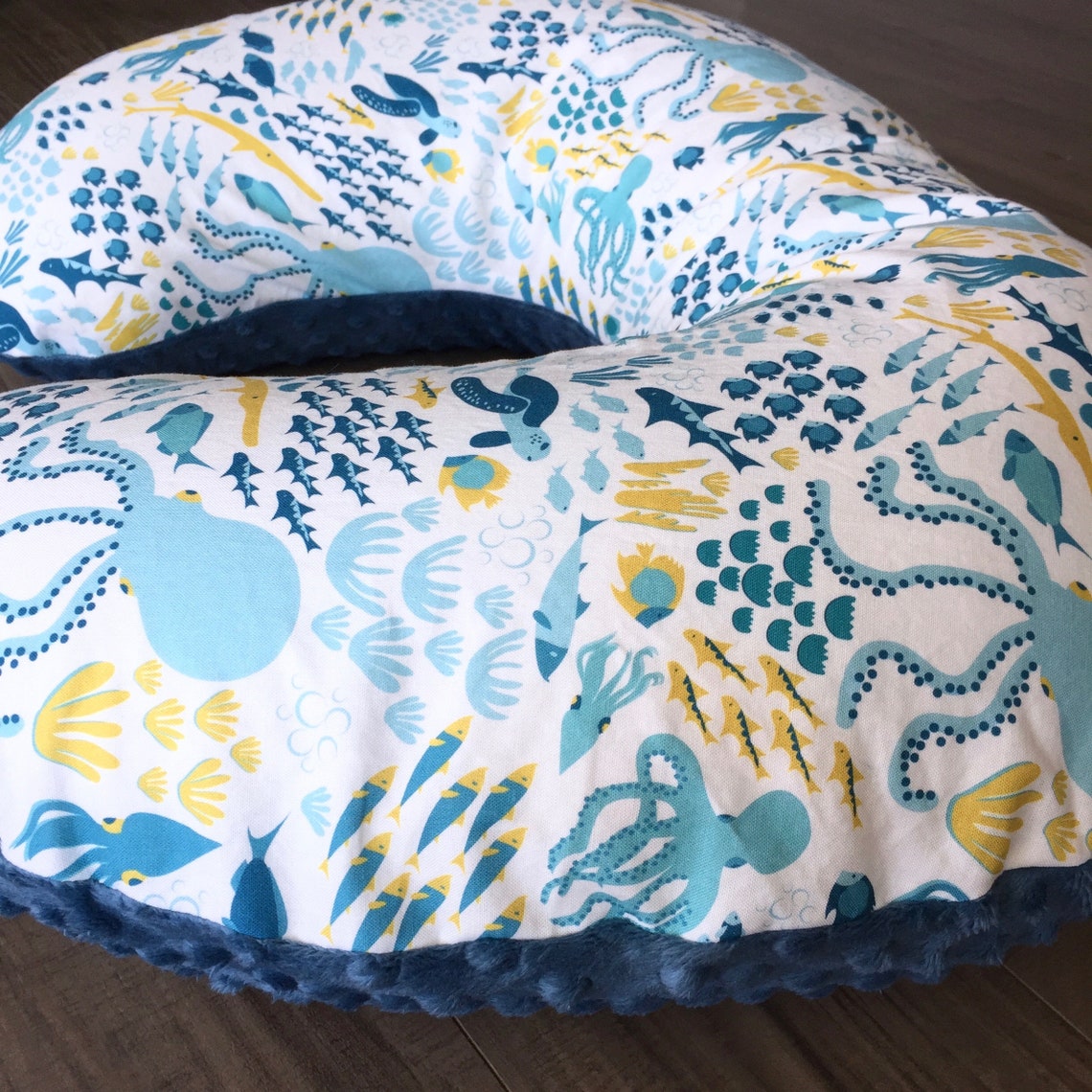 Nursing Pillow Cover Cotton Minky Ocean Nursing Pillow Etsy