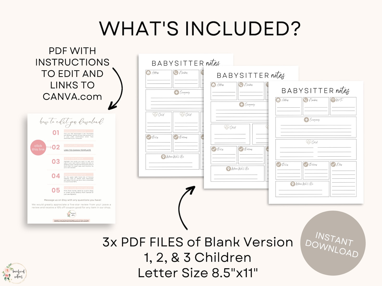 Babysitter Information Sheet | Editable Template on Canva | Babysitting ...