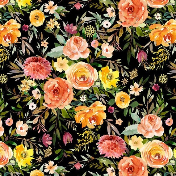 black floral crib sheet
