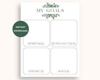 LDS Zielblatt Kinder und Jugendprogramm Printable Download 2025 | Junge Frauen Männer Primäre Aktivität Spirituell Physisch Social Intellektuell