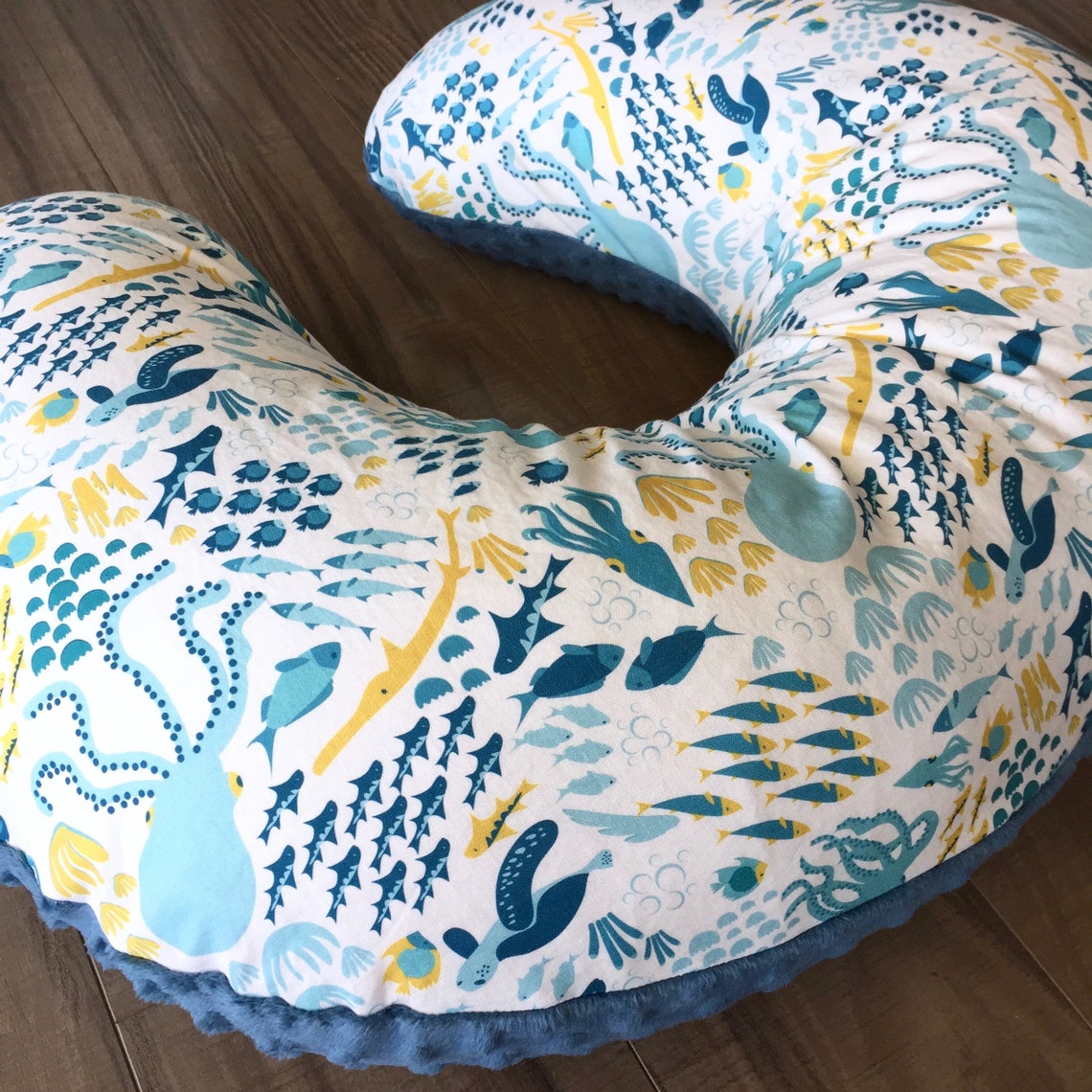 Nursing Pillow Cover Cotton Minky Ocean Nursing Pillow Etsy