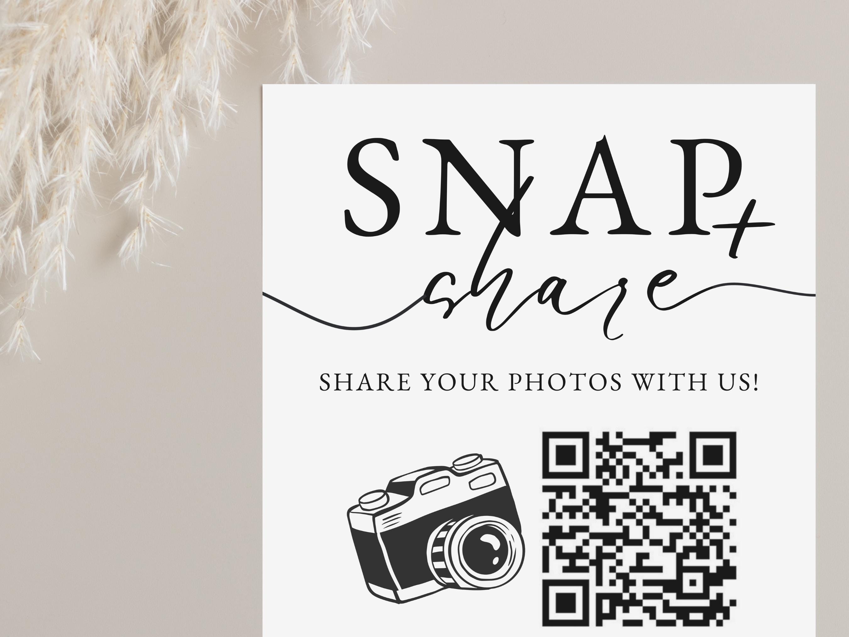 Snap and Share Editable Printable Sign With QR Code | DIY Wedding ...