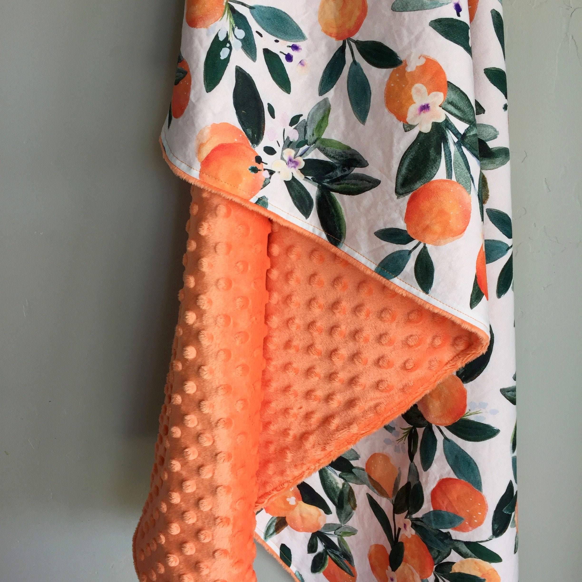 Baby Blanket 34x40 Watercolor Clementines Cotton Etsy
