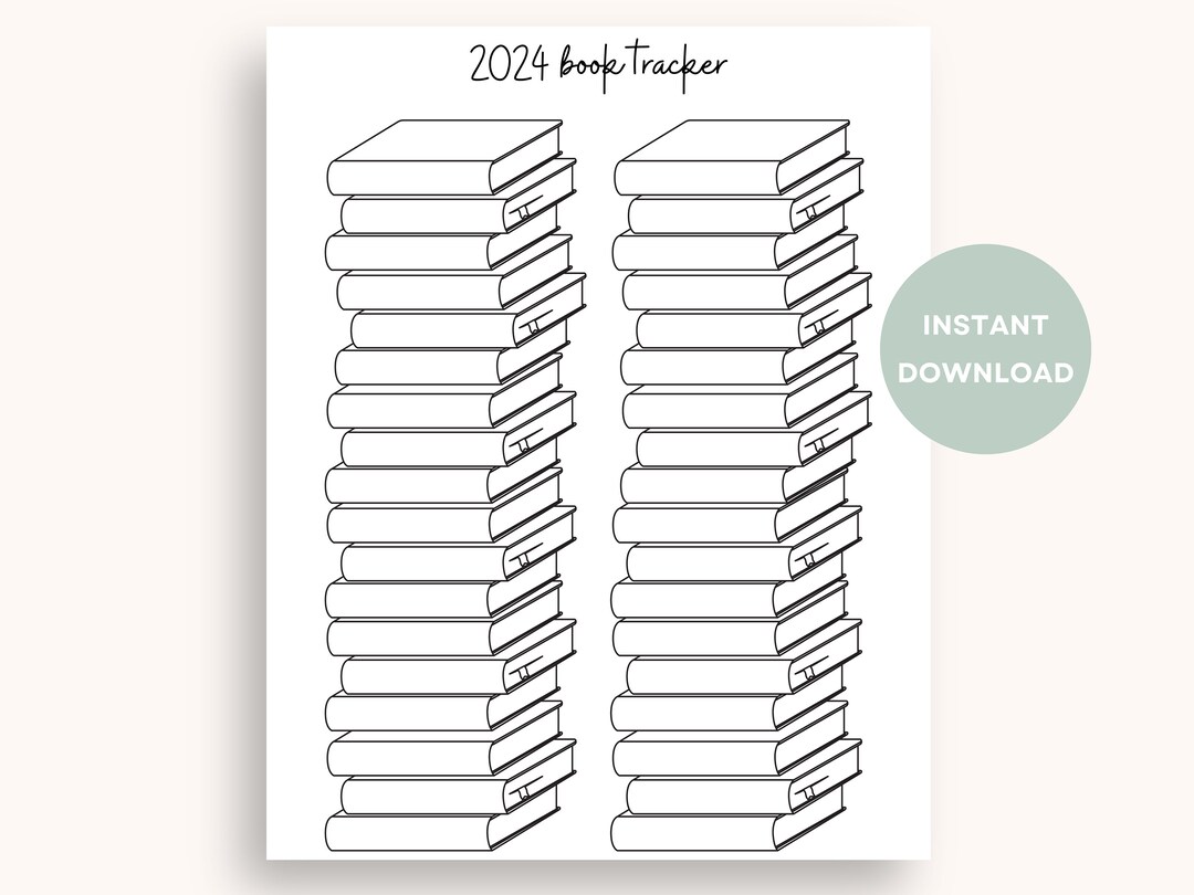 2024 Book Tracker Printable My Reading Tracker Read Log Stack of Black