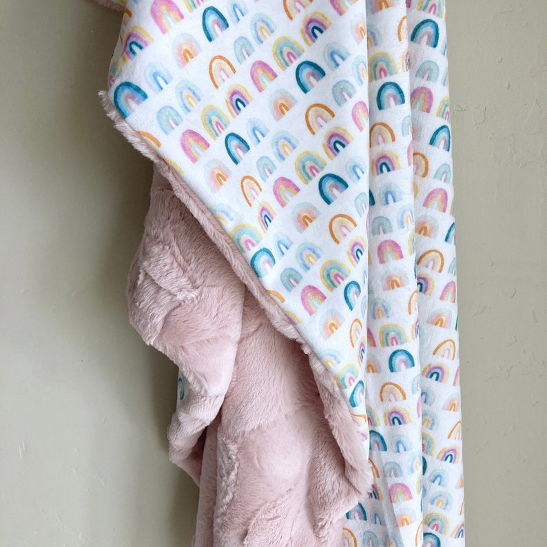 FAST SHIP Baby Blanket 34x40 Rainbows Doubled Etsy