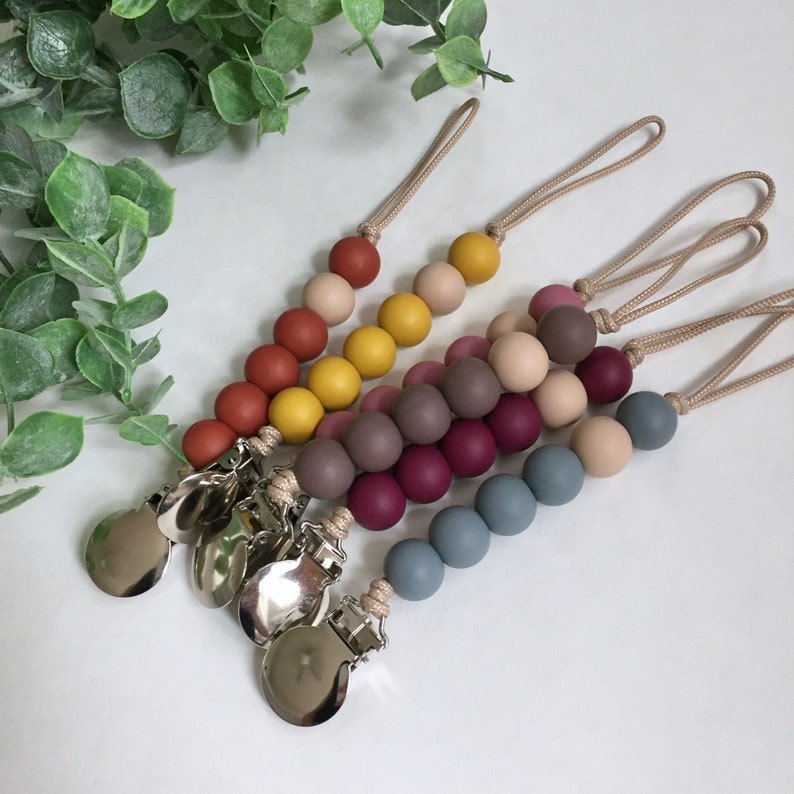 Camilla Clip Newborn Pacifier Clip Mini Binky Clip Gender Neutral Short Soother Clip Dummy Clip Boy Girl DARK Silicone Pacifier Clip