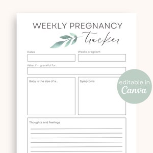 Weekly Pregnancy Journal Printable | Pregnancy Tracker Modern Printed Pregnancy Planner Pregnancy Progression Minimalist Pregnancy Planner