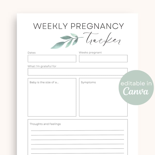 Weekly Pregnancy Journal Printable | Pregnancy Tracker Modern Printed Pregnancy Planner Pregnancy Progression Minimalist Pregnancy Planner