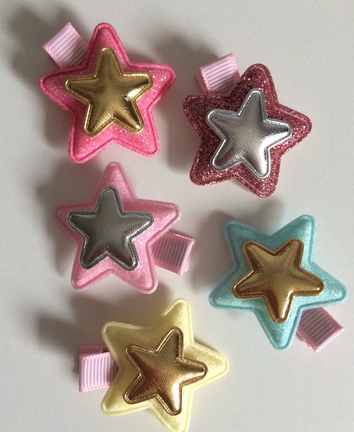 Little Glitter Star Hair Clips Set of Five Etsy UK