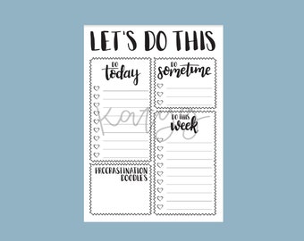 Let's Do This Planner | Printable | Organisation, Motivation, To Do List, Weekly, Daily, Office, Work From Home, WFH, PDF Download, UK