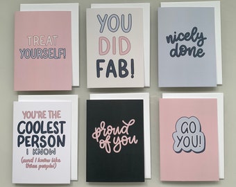 Congratulations Cards | 12 DESIGNS | Hand Lettered Calligraphy Achievement / New Home / Job / Promotion | Friend, UK, For Him, For Her