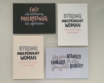 That's Me Prints | Procrastination, Strong Independent Woman, Hungry, Lazy, Funny, Sarcastic, Wall Art, Bedroom, Kitchen, Bathroom, UK