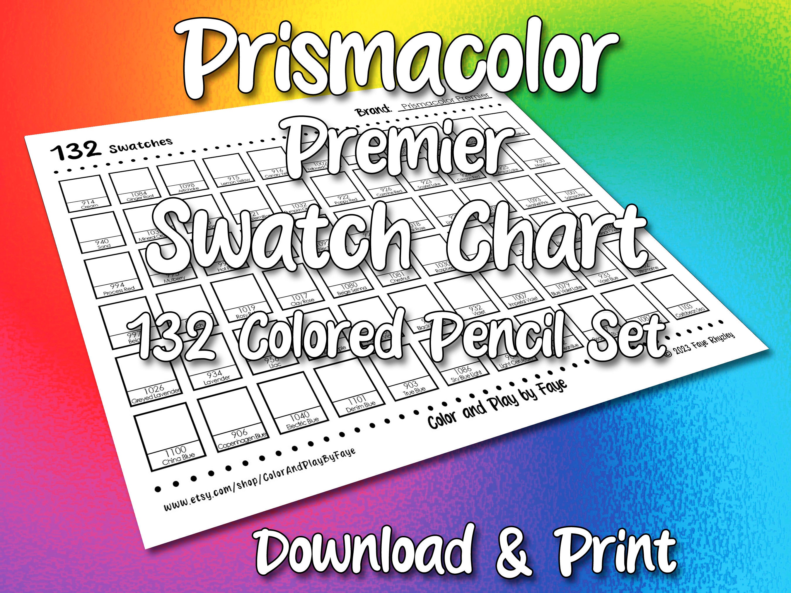 Prismacolor 132 Swatch Chart for Premier Colored Pencil Set | DIY