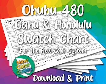 New Numbers Ohuhu 480 Honolulu + Oahu  (All Colors) Swatch Chart for Both 320 Alcohol Marker | DIY Printable PDF Coloring Page | Letter & A4