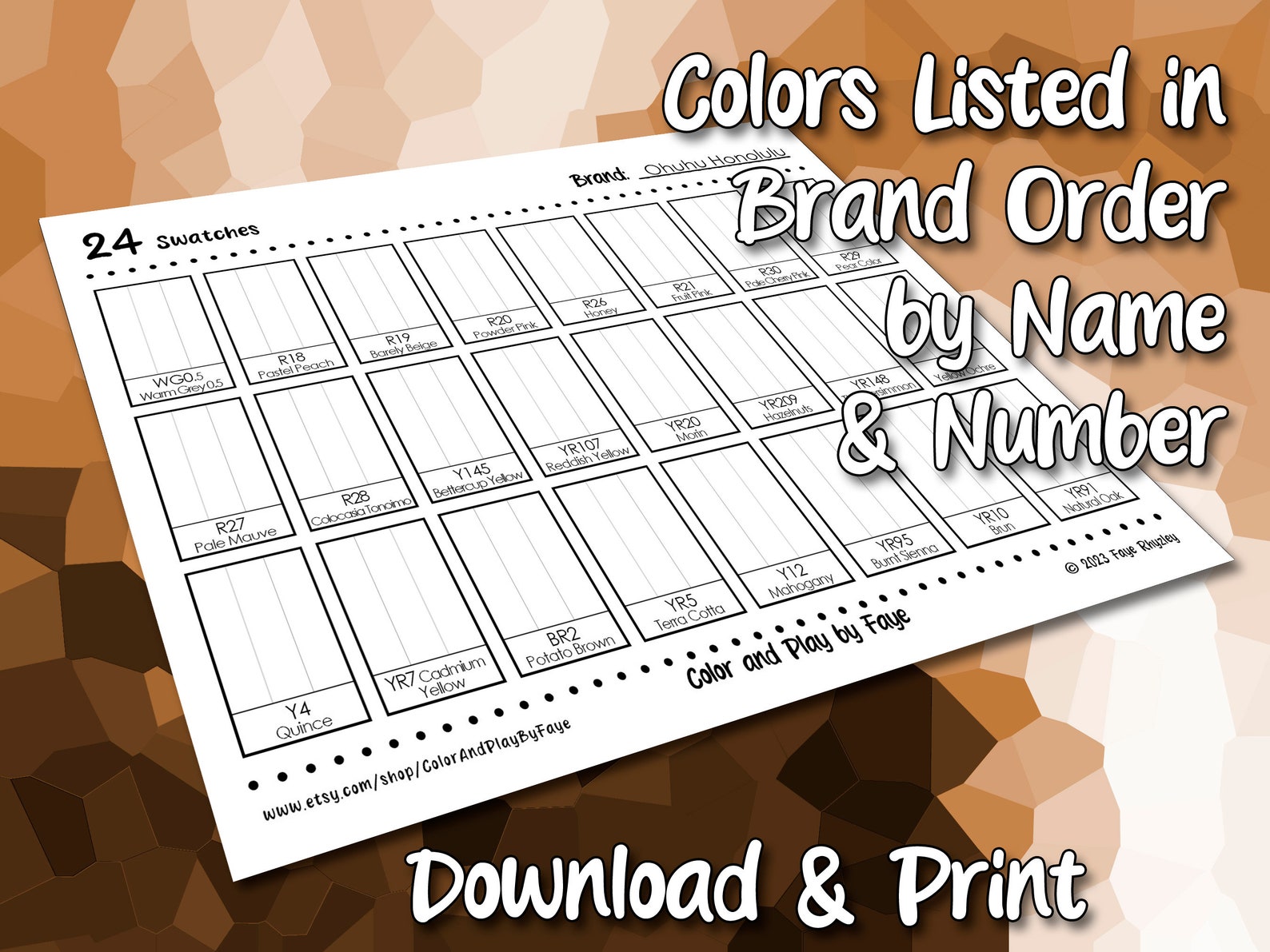 Ohuhu Honolulu 24 Skin Tones Marker Swatch Blank Chart Printable DIY ...