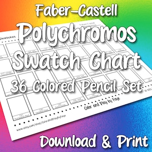 Tabela de Amostras Faber Castell Polychromos 36 para Conjunto de Lápis de Cor | Página de Amostras de Cores em PDF para Impressão DIY | Papel Tamanho Carta EUA e A4