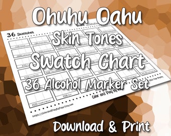 Ohuhu Oahu 36 Skin Tones Marker Swatch Blank Chart Printable | DIY Color Chart | Download and Print at Home | Digital PDF | Letter & A4