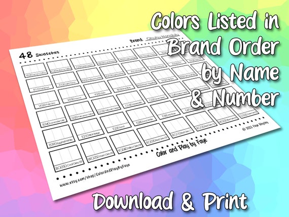 Ohuhu Honolulu 48 Colors Pastel Markers Swatch Template DIY 