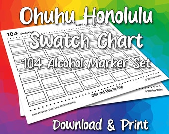 Ohuhu Honolulu 216 Swatch Chart for Brush Tip Alcohol Marker