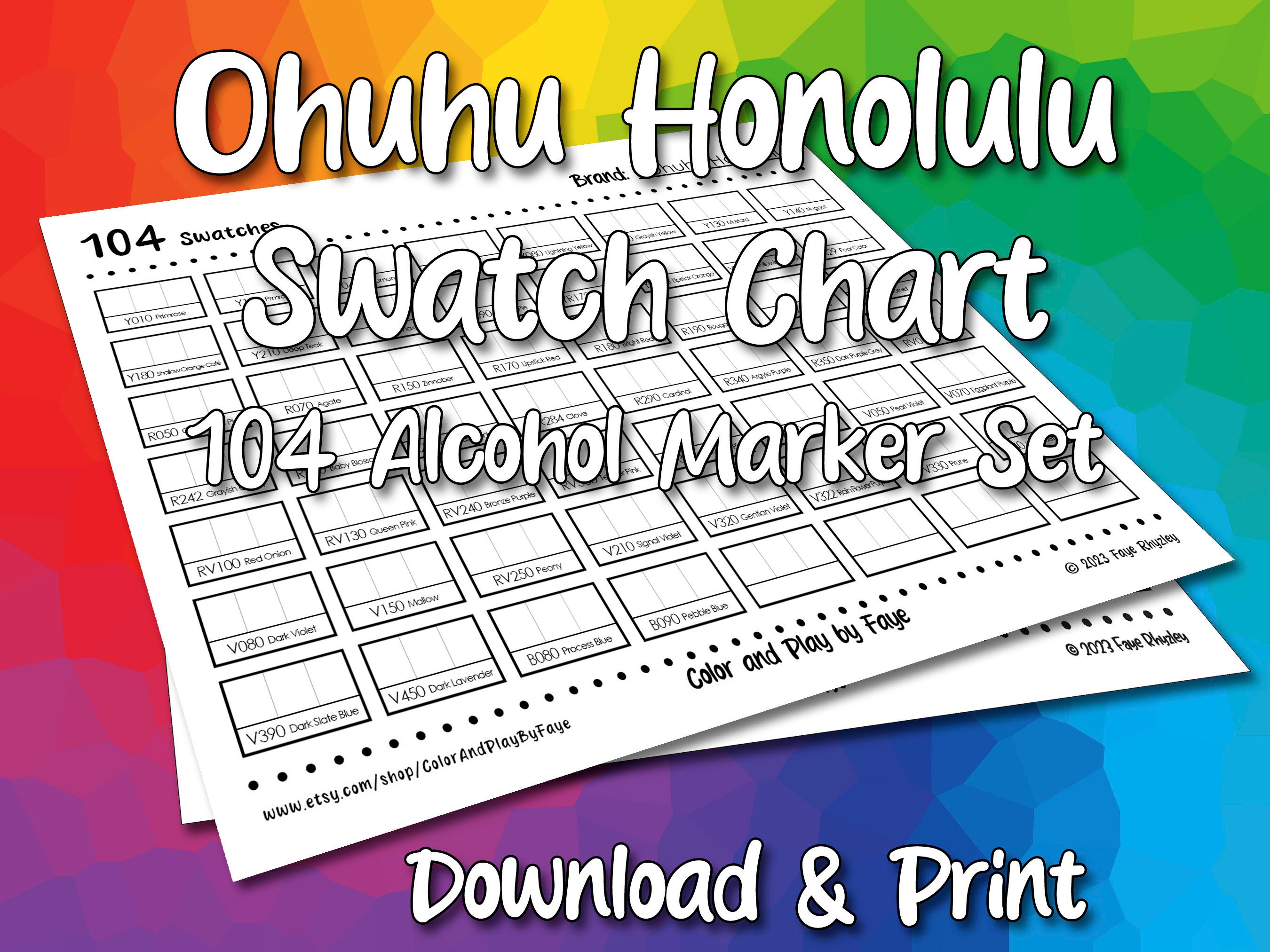 PDF digitale Ohuhu Honolulu 320 Colori Art Marker Set Swatch Template / DIY  4-Page Color Swatch / Modello stampabile / Download istantaneo -  Italia