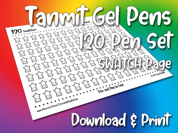 Tanmit 120 Gel Pens Swatch Chart Page DIY Colored Chart Download