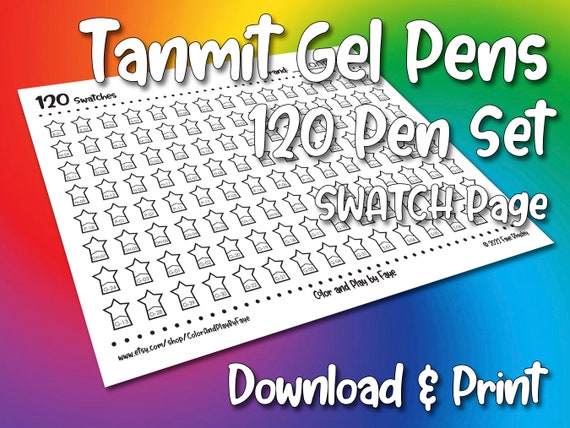 Tanmit - Gel Pens - 120 Pen Set - DIY Color Chart / Swatch Sheet - Digital  Download