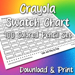 Crayola 100 Swatch Chart für Buntstifte Set | DIY druckbare PDF-Farbkarte Musterseite | US Letter & A4 Papier