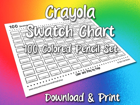 Crayola 100 Swatch Chart Page for Colored Pencils DIY Colored Chart  Download & Print Digital PDF Letter Size Paper -  Israel