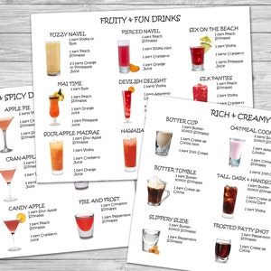 Afdrukbare drankspecials Receptkaarten | Afdrukbare pdf | Papier van Amerikaans letter- en A4-formaat