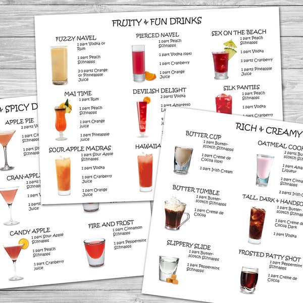 Printable Drink Specials Recipe Cards