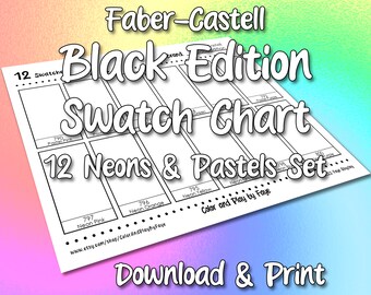 Black Edition 100 Swatch Page Faber-castell Colored Pencils Eco Pencil  Supersoft Download to Print Digital PDF US Letter & A4 