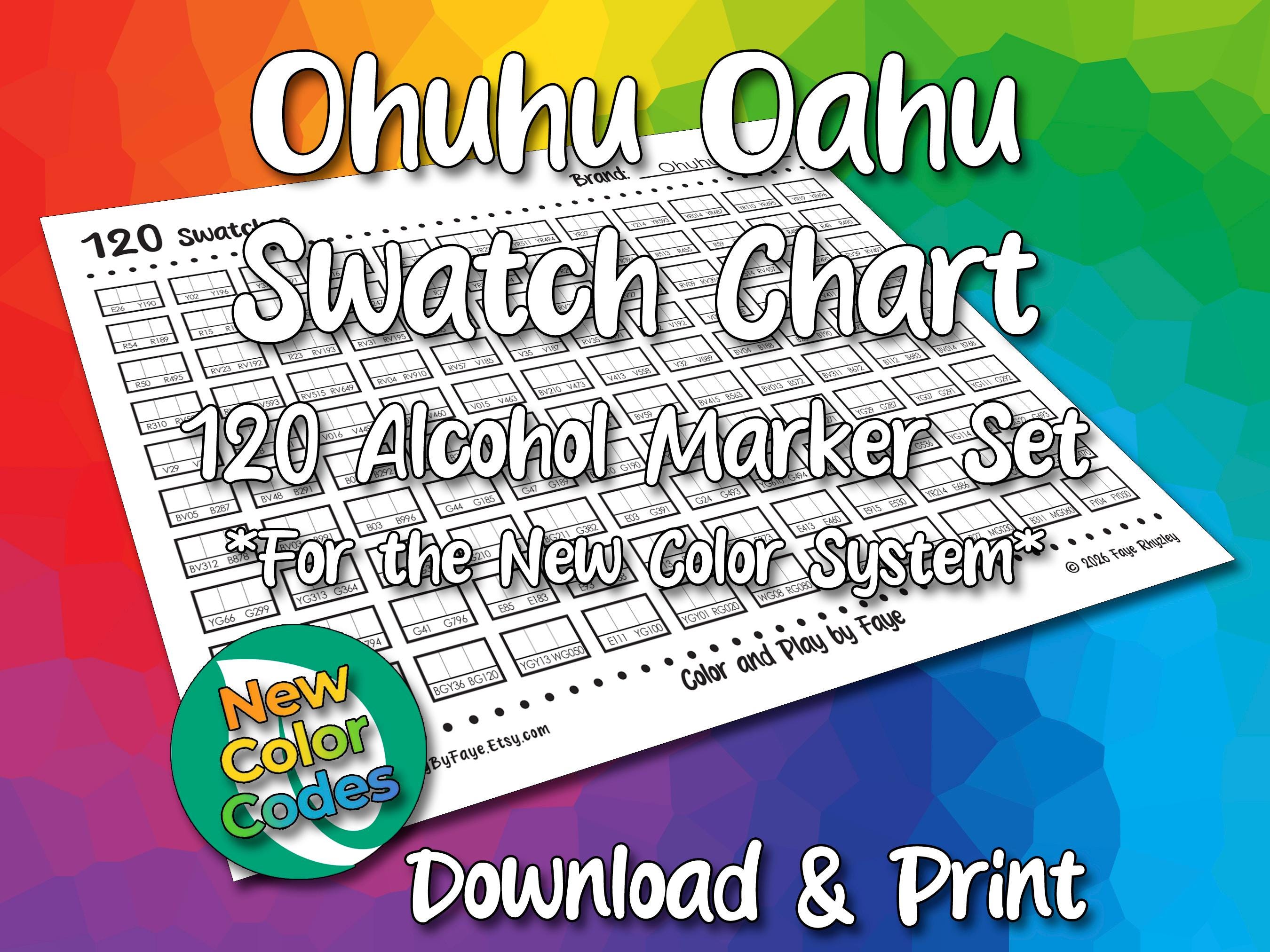 Ohuhu Oahu 120 Swatch Chart for Chisel Tip Alcohol Marker Set ...