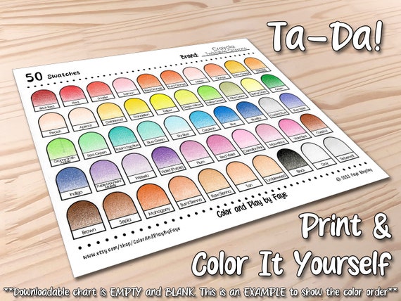 Crayola Super Tips 100 Colors Marker Set Swatch Template DIY Single Page  Color Swatch Printable Digital PDF Template Instant Download -  Denmark