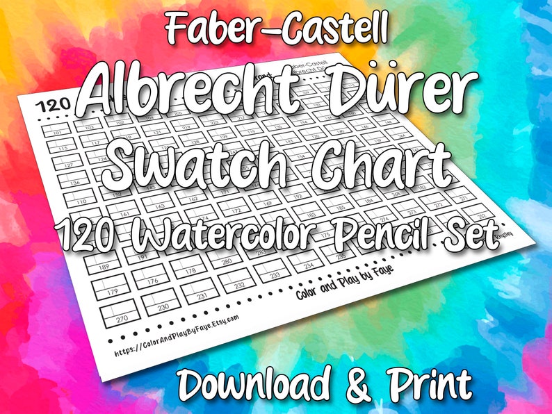 Faber Castell 120 Swatch Chart for Albrecht Durer Watercolor Pencil Set