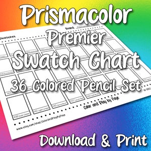 Prismacolor 36 Swatch Chart für Premium Buntstifte Set | DIY druckbare PDF-Farbkarte Musterseite | US Letter & A4 Papier