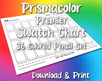 Prismacolor 36 Swatch Chart for Premier Colored Pencil Set | DIY Printable PDF Color Chart Swatch Page | US Letter & A4 Size Paper