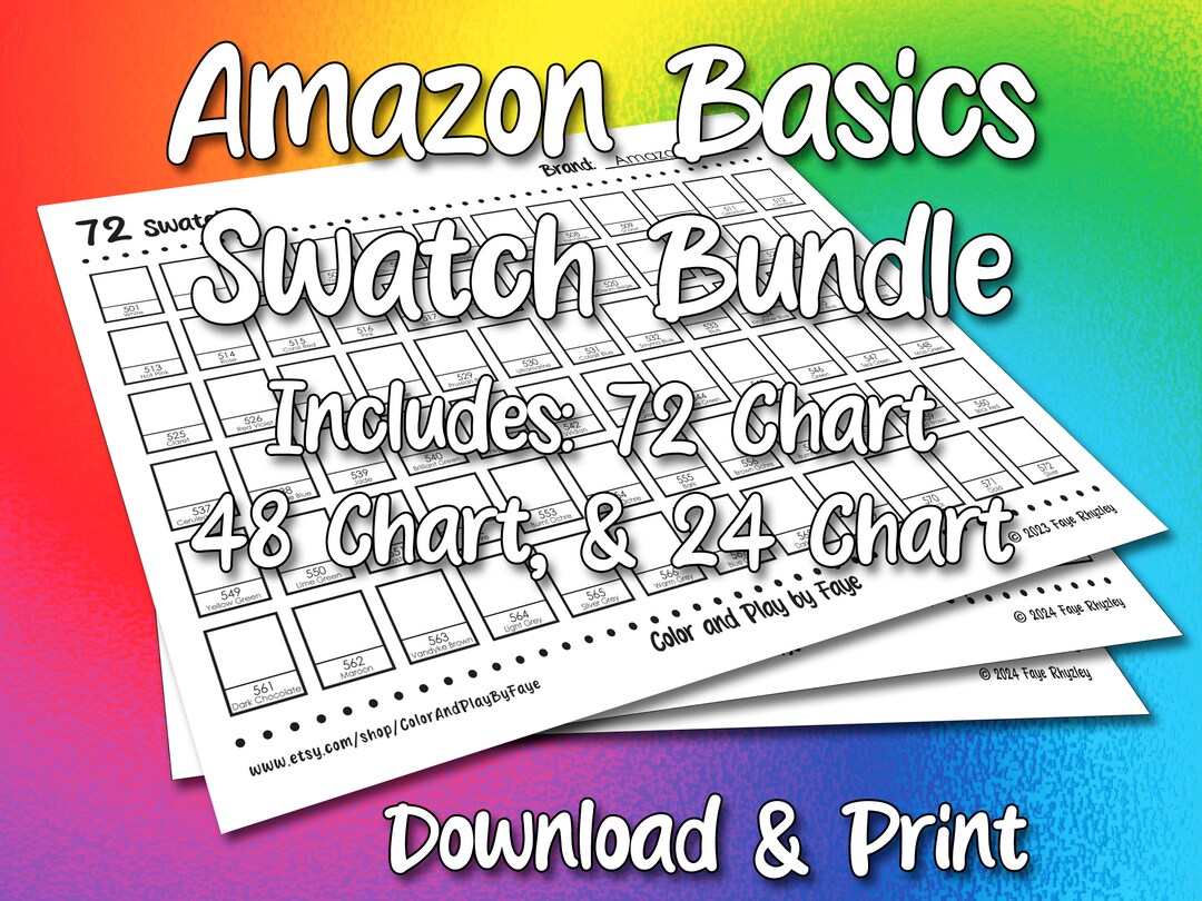 Swatch Basic Amazon Basics 72/48/24 Swatch Chart Bundle DIY Colored Pencil Color ...
