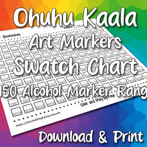 Ohuhu Kaala 150 nuanciers pour jeu de marqueurs artistiques à pointe biseautée | Page d'échantillons de nuancier PDF imprimable DIY | Papier au format Lettre US et A4