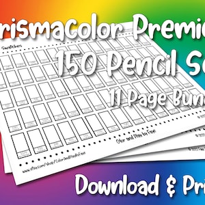 Prismacolor Premier 150 Swatch Chart Bundle | DIY Colored Pencil Charts | Color Wheel | Download and Print | Digital PDF | Letter Size Paper