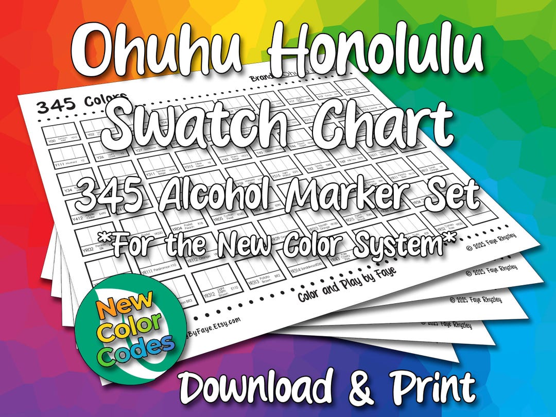 Number 345 Color Sheet.pdf New Numbers Ohuhu Honolulu 345 Swatch Chart for Brush Tip Alcohol ...