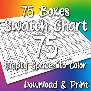 Tabla de muestras 75 para lápices de colores u otros materiales / Página de muestras de la tabla de colores en PDF imprimible / Papel tamaño carta y A4 (EE. UU.)